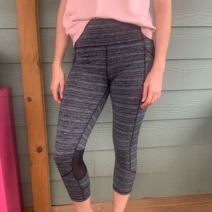 Calvin Klein Gray Marled Workout Leggings with Mesh Panels and Pockets